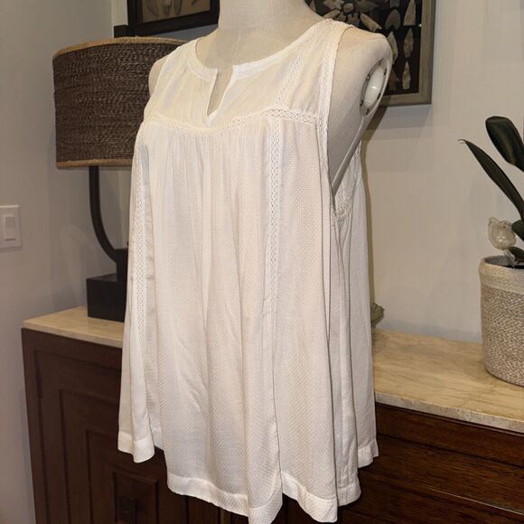 Lucky Brand Sz Large novelty Blouse Tank Top Embroidered Edwardian Babydoll New - Picture 1 of 8